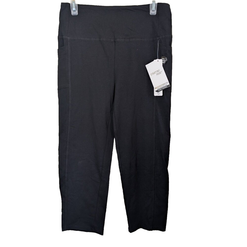 Starting Point Women's Capri Legging Black High Rise Pull On Tummy Control Large